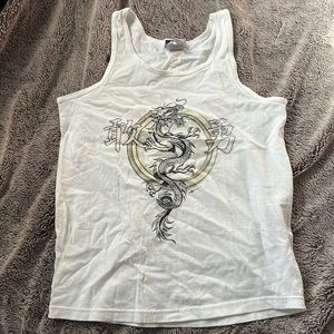Vintage White Dragon Tank Top
